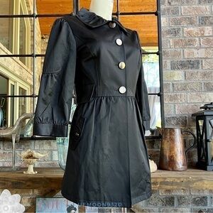 GIANNI BINI ¾ Sleeve Chic Trench Coat Black Spring, Fall, Autumn M